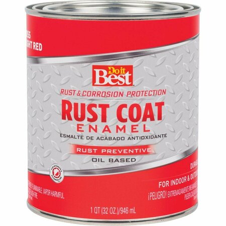 ALL-SOURCE Rust Coat Oil-Based Gloss Enamel, Bright Red, 1 Qt. 203570D